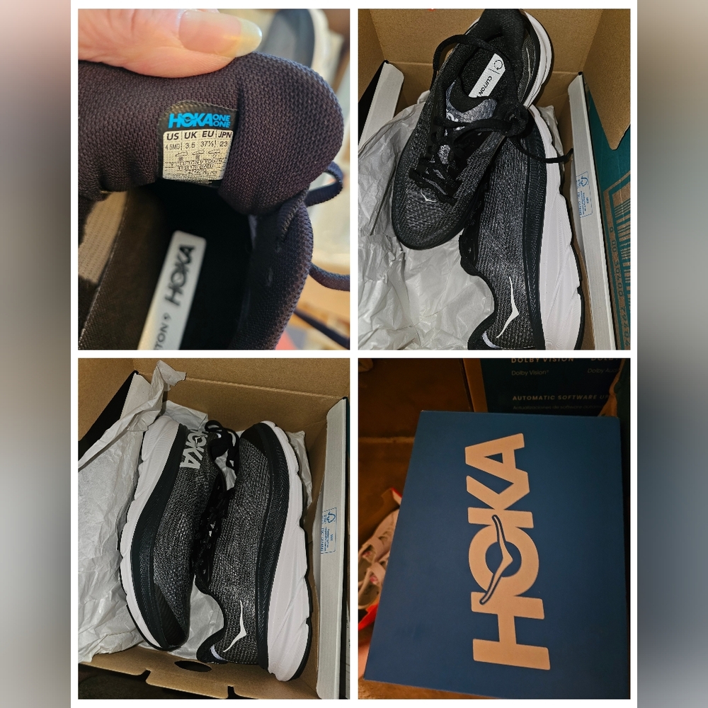 Hoka Black and Charcoal Athletic Shoes
